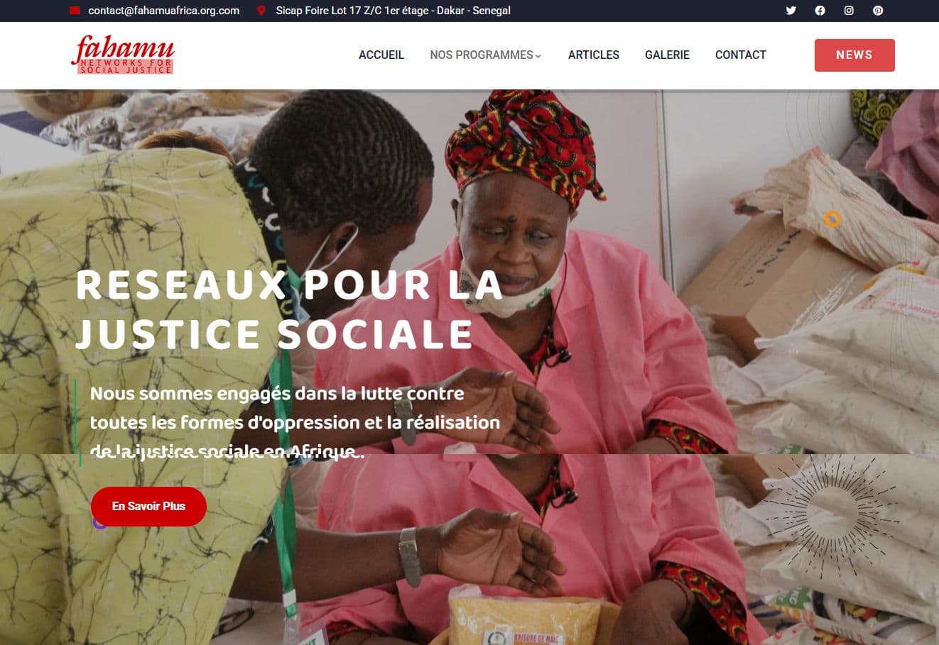 Aperçu du site Fahamu Africa — Association · ONG