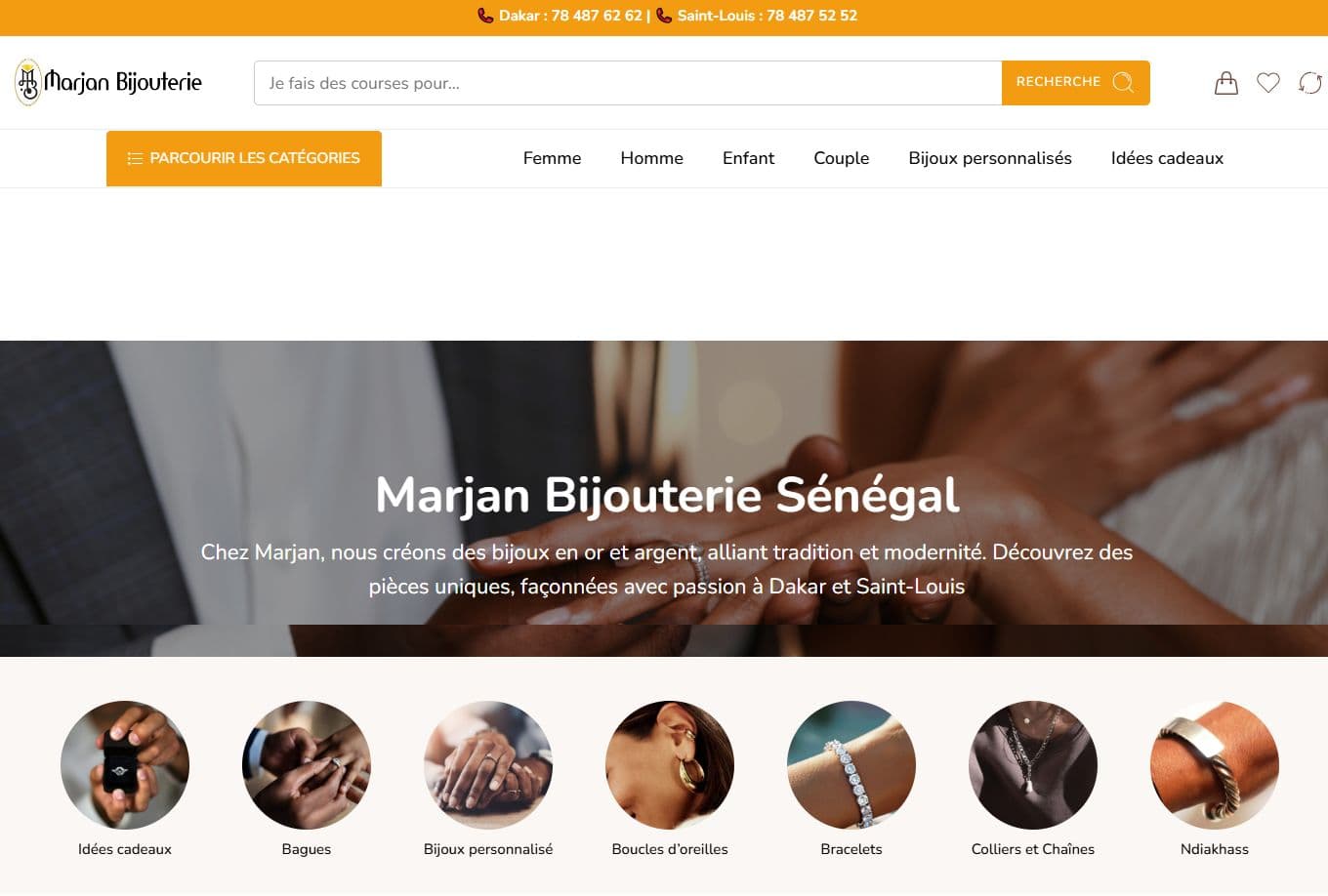 Aperçu du site Marjan Bijouterie — E-commerce · Bijouterie